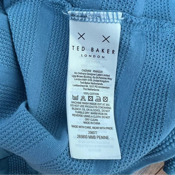 Ted Baker London Blue Striped Textured Polo Top Size 3 US M - Picture 6 of 8